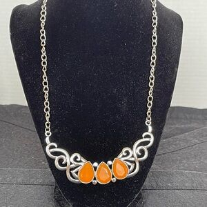 Elegant Silver and Orange Necklace